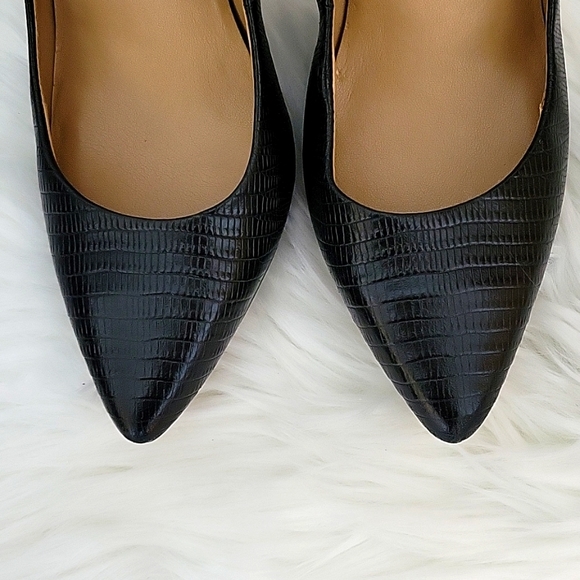 Beautiful Ann Taylor Black Crocodile Print Stilleto Heels - Picture 7 of 9